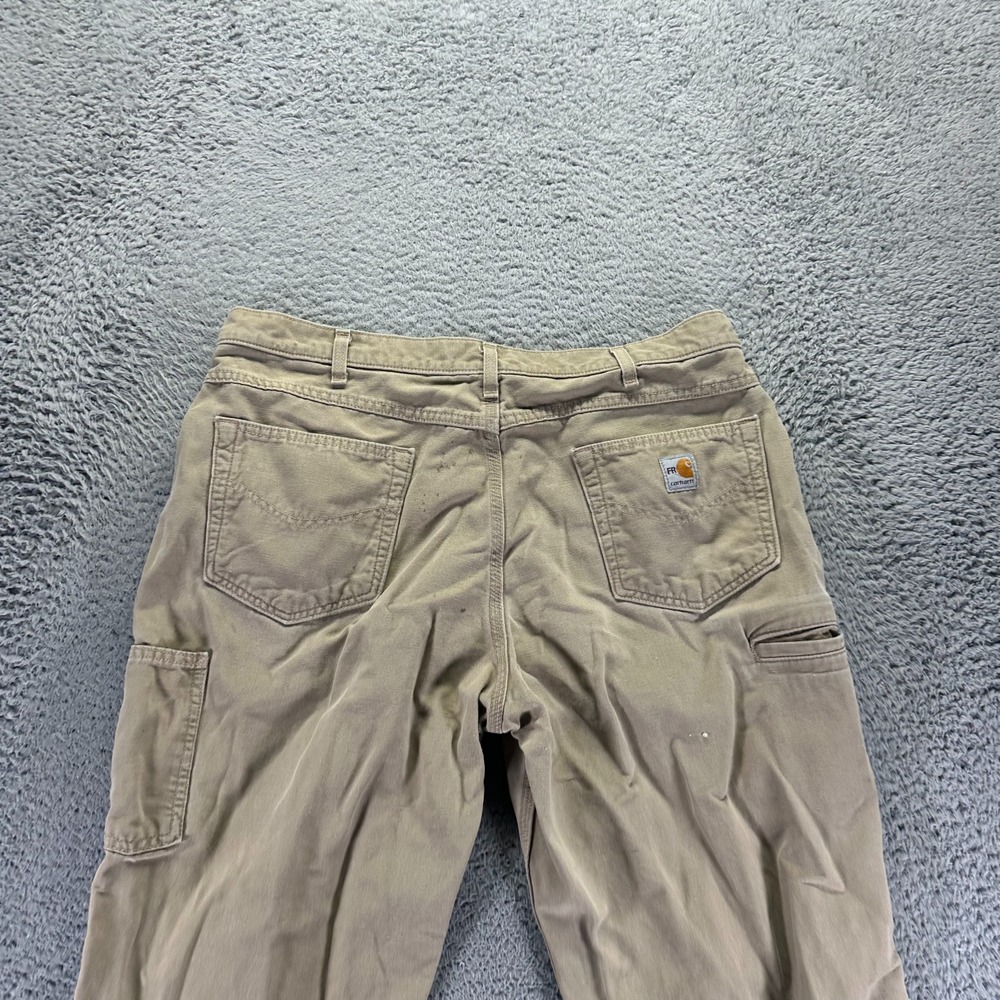Carhartt Flame Resistant Pant Mens 38x27 Brown Cotton Carpenter Straight Travel - Picture 9 of 14